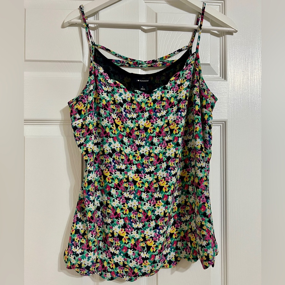 I Heart Ronson Multicolor Floral Satin Cami Top